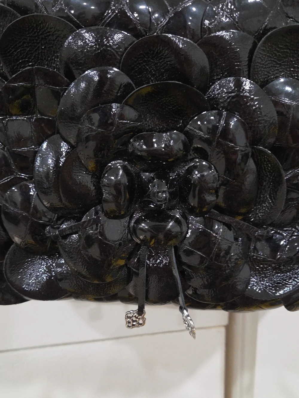 Brighton Black Floral Appliqué Shoulder Bag